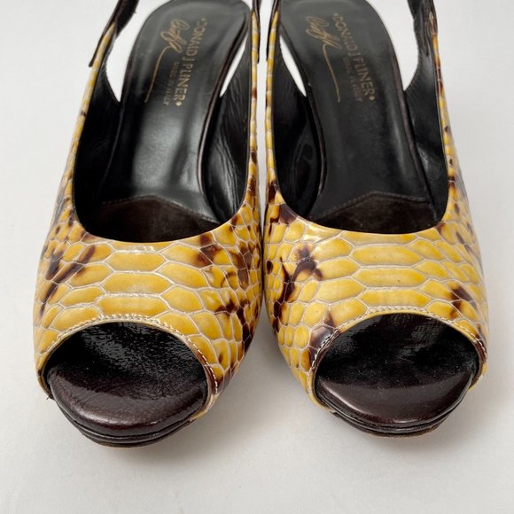 Donald J. Pliner Zofia Snake Print Patent Leather Slingback Heels Pumps, 7.5 - Picture 5 of 10